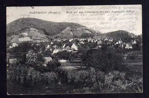 100270 AK Auerbach Bergstraße Villenviertel Auerbacher Schloss um 1912 Perfin I.