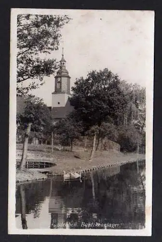 100373 Ansichtskarte Großdeuben Böhlen Bautzkeanlagen Kirche um 1935