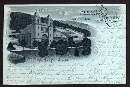 100036 Ansichtskarte Rippoldsau Gasthof zum Erbprinzen Klösterle 1901 mit Luna Effekt