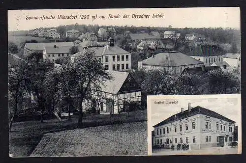 100388 Ansichtskarte Gasthof Ullersdorf am Rande der Dresdner Heide 1913 Grosserkmannsdorf