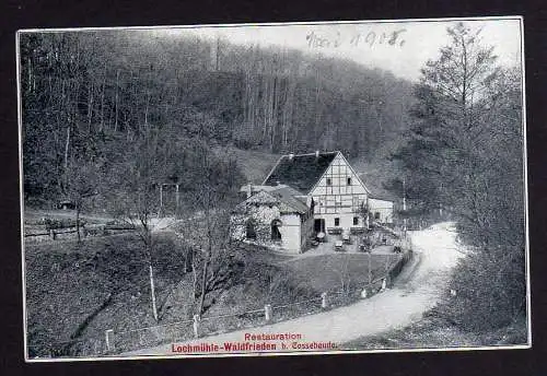 100532 Ansichtskarte Restauration Lochmühle Waldfrieden bei Cossebaude 1908