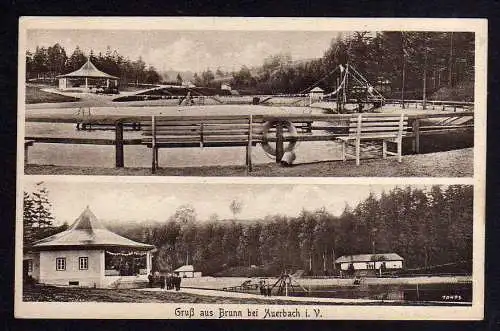 100413 Ansichtskarte Brunn bei Auerbach Freibad Rutsche