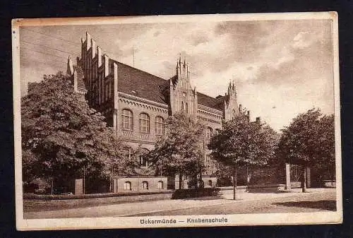 100128 Ansichtskarte Ückermünde Ueckermünde Knabenschule 1927