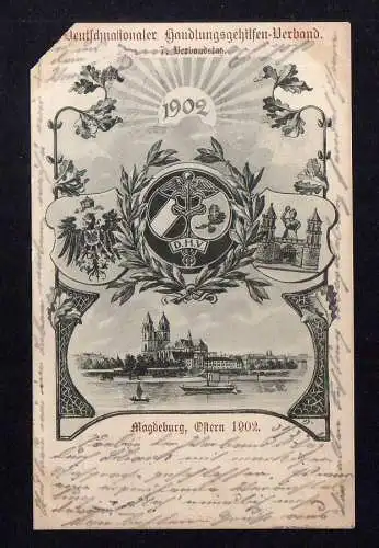 100214 Ansichtskarte Magdeburg 1902 D. H. V. Handlungsgehilfen Verband 7. Verbandstag