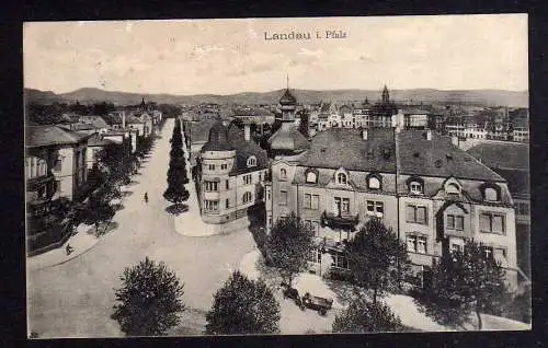 93479 Ansichtskarte Landau in der Pfalz 1913 Platz und Straßen Kreuzung