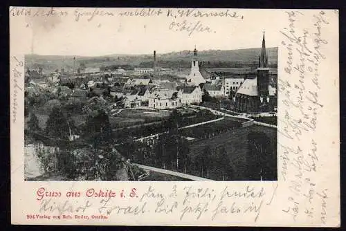 73632 AK Ostritz 1900 Panorama Kirche