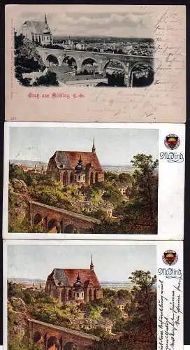 69380 3 Ak Mödling 1898 Kirche 1912 Spendenmarke Vignette