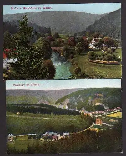 62557 2 AK Wendefurth Bodetal Brücke ort um 1925