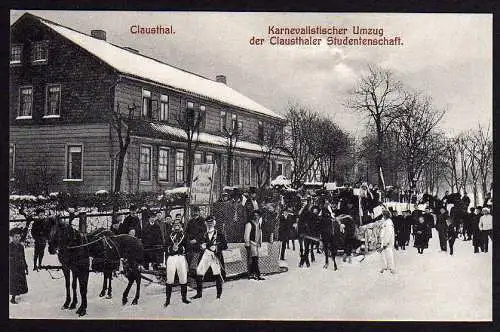 49636 Ansichtskarte Clausthal Karneval Umzug Studentika Studenten