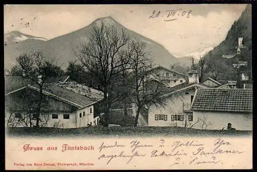 49914 Ansichtskarte Flintsbach 1908 gelaufen Brannenburg