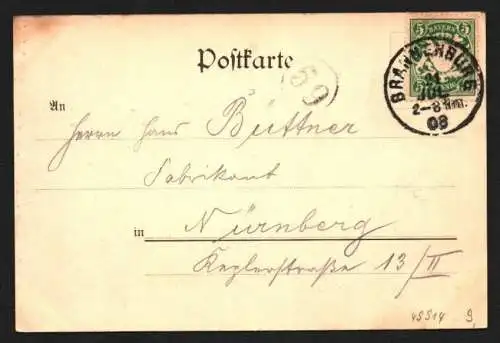 49914 AK Flintsbach 1908 gelaufen Brannenburg