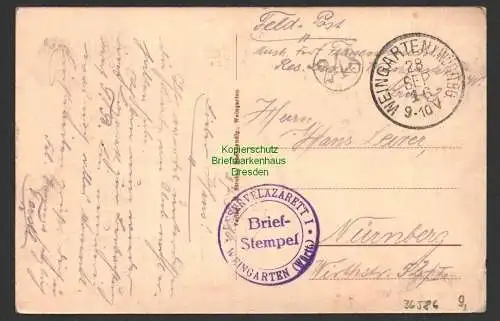 36586 AK Weingarten Württemberg 1916 Feldpost Garnisonlazarett