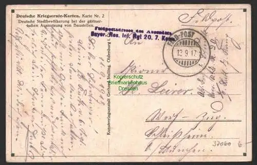 37060 AK Dt. Kriegsernte Karte Nr. 2 1917 Bayr. Res. Inf. Regt. Felspost