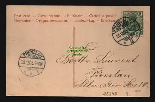 25548 AK Eberswalde Dankelmann Denkmal enthüllt 1905, gelaufen 1905