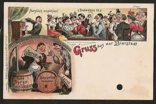 25520 AK Litho Gruss Bierstadt Bier Braunbier Syrup 1923 Verlag Bruno Bürger