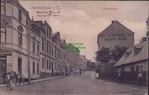 171134 AK Netzschkau i. V. 1916 Turnerstrasse Holz & Polstermöbel Lager Richter