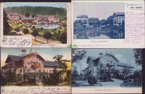 171047 4 AK Grüna i. S. 1900 1904 1914 Stahringers Sanatorium Gondelteich