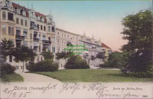 171009 AK Cüstrin Vorstadt Kostrzyn nad Odra Moltke Platz 1905