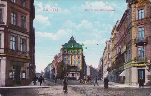 171130 AK GÖRLITZ Berliner- u. Salomonstrasse um 1910 Geschäft Alfred Kungenberg