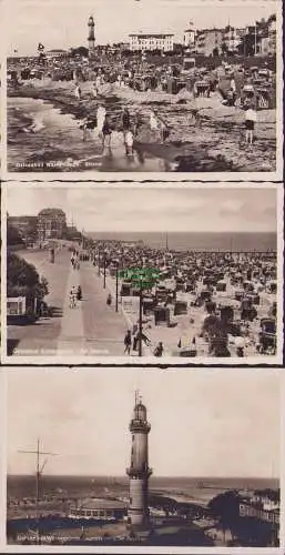 170301 3 AK Ostseebad Warnemünde Strand Leuchtturm Tee Pavillon Kühlungsborn