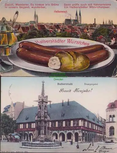 170211 2 AK Halberstadt Domprobstei 1907 Halberstädter Würstchen um 1920