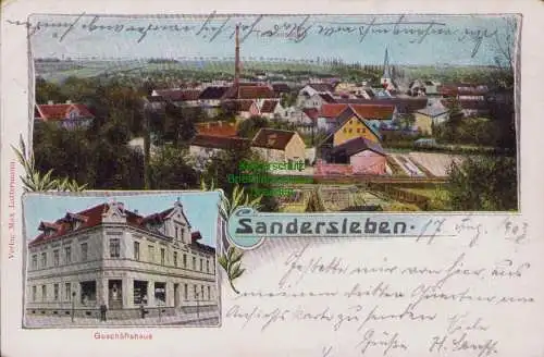 170069 AK Sandersleben Anhalt 1903 Panorama Geschäftshaus