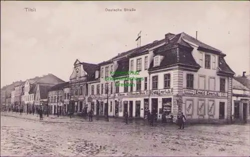 161455 AK Tilsit um 1910 Deutsche Straße Geschwister Glück Colonialwaren Ewald