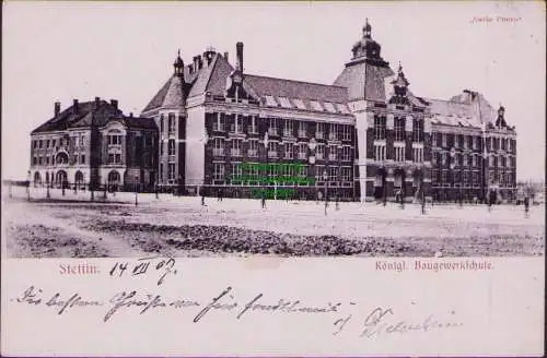 161404 Ansichtskarte Stettin 1907 Serie Photo Königl. Baugewerkschule S. W. St. 2915