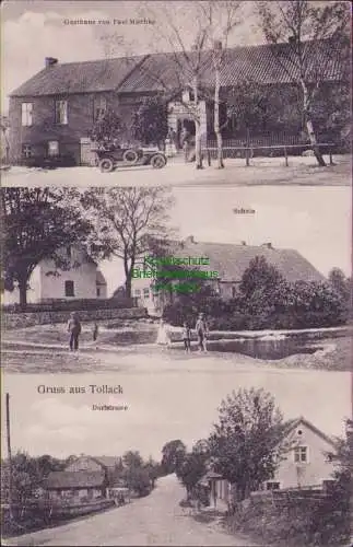 161321 Ansichtskarte Tollack Tulawki Gasthaus von Paul Milchke Dorfstrasse Schule 1913