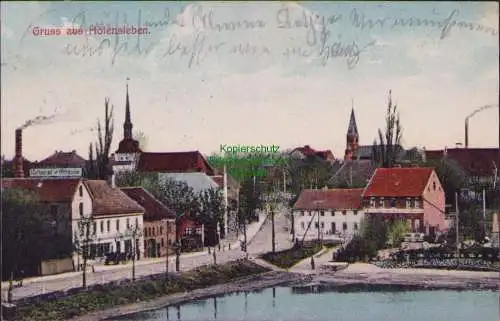 161373 AK Gruss aus Höfensleben 1913 Restaurant zur Eisenbahn Verlag Hochstein