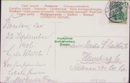 158890 AK Breslau Morgenau Etablissement Wappenhof 1906 Gesamtansicht u. Billard