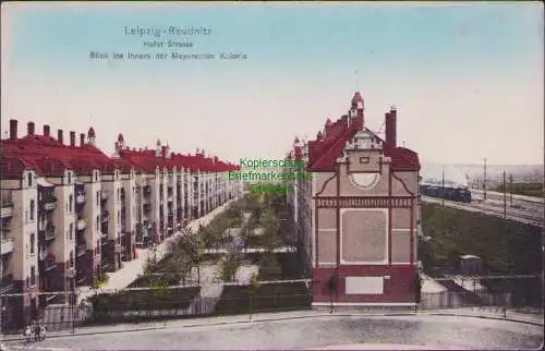 158927 Ansichtskarte Leipzig-Reudnitz 1909 Hofer Strasse Blick ins Innere der Meyer Kolonie