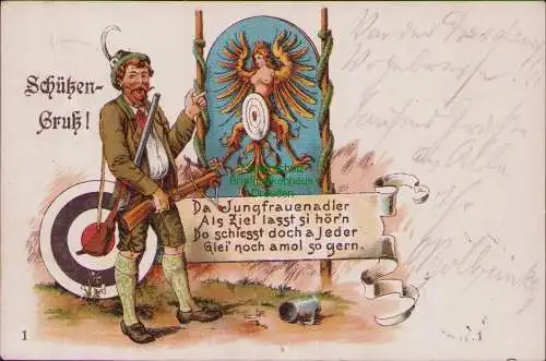 158865 AK Dresden Litho 1897 Schützenfest Jungfrauenadler