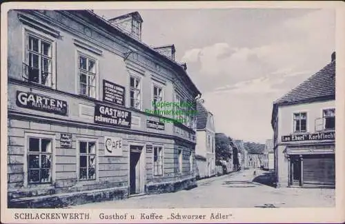 159089 AK Ostrov Schlackenwerth um 1920 Gasthof und Cafe Schwarzer Adler Garten