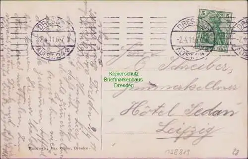 158829 AK Dresden 1911 Prager Straße Hotel Europäischer Hof Sendig