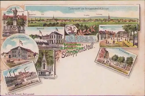 159069 AK Schöppenstedt Küblingen 1899 Litho Hotel Aktien Zuckerfabrik Markt