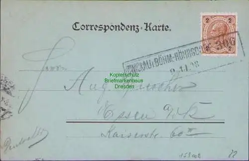 159008 AK Gruss aus Zwickau i Böhmen 1898 ungewöhnlicher Kastenstempel