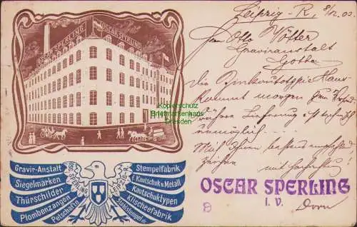 158862 AK Leipzig 1902 Gravir Anstalt Stempel Fabrik Siegelmarken Oscar Sperling