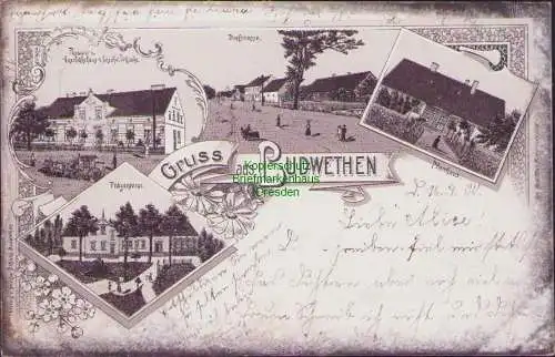 158555 Ansichtskarte Budwethen Kreis Ragnit Naujeningken 1900 Litho Pfarrhaus Postamt