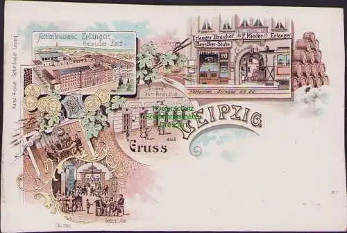 158610 AK Leipzig um 1900 Litho Actienbrauerei Erlangen v. Gebr. Reif Gaststube