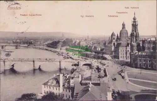 158495 AK Dresden 1912 Friedrich August Brücke Akademie Ständehaus Frauenkirche