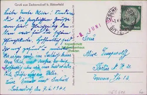 158602 AK Zscherndorf bei Bitterfeld 1941 Gasthaus Schwimmbad Ehrenmal