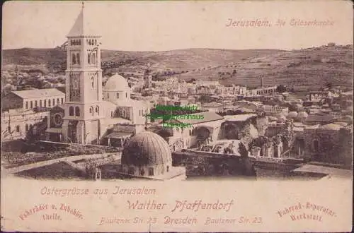 158659 Ansichtskarte Jerusalem Die Erlöserkirche 1900 Dresden Bautzner Str. 23 Pfaffendorf