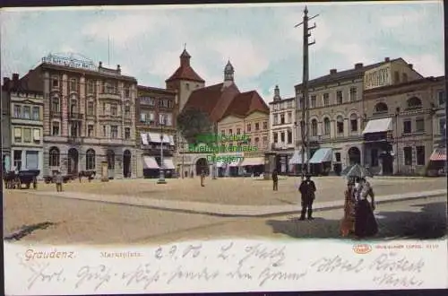 158718 AK Graudenz Wpr Grudziadz Marktplatz Apotheke Hotel Königsberger Hof 1906