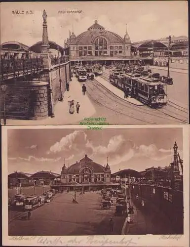 158782 2 AK Halle Saale 1919 Hauptbahnhof