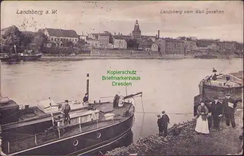 158586 Ansichtskarte Gorzow Wielkopolski Landsberg an der Warthe 1912 vom Wall gesehen