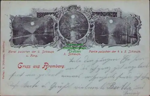 158620 AK Bromberg 1899 Bydgoszcz Mondscheinkarte Kanäle Schleusen