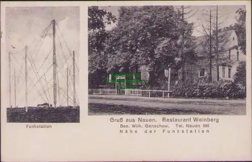 158154 AK Nauen um 1920 Restaurant Weinberg Wilh. Ganschow Großfunkstation