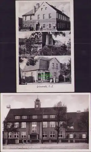 157745 2 AK Grünewalde Kreis Liebenwerda 1934 Neue Schule Storchnest Gasthaus