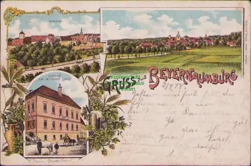 157545 AK Beyernaumburg Litho 1898 Schloss Gasthof zur deutschen Einheit